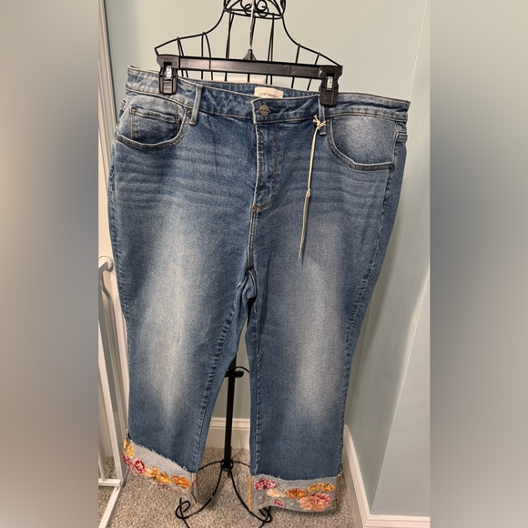 DRIFTWOOD Denim - New Driftwood Jeans Women’s Sz 20 Collette Embroidered straight leg cropped